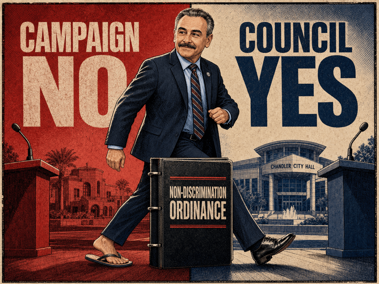 Opposed the NDO in the campaign. Helped pass it after the election.